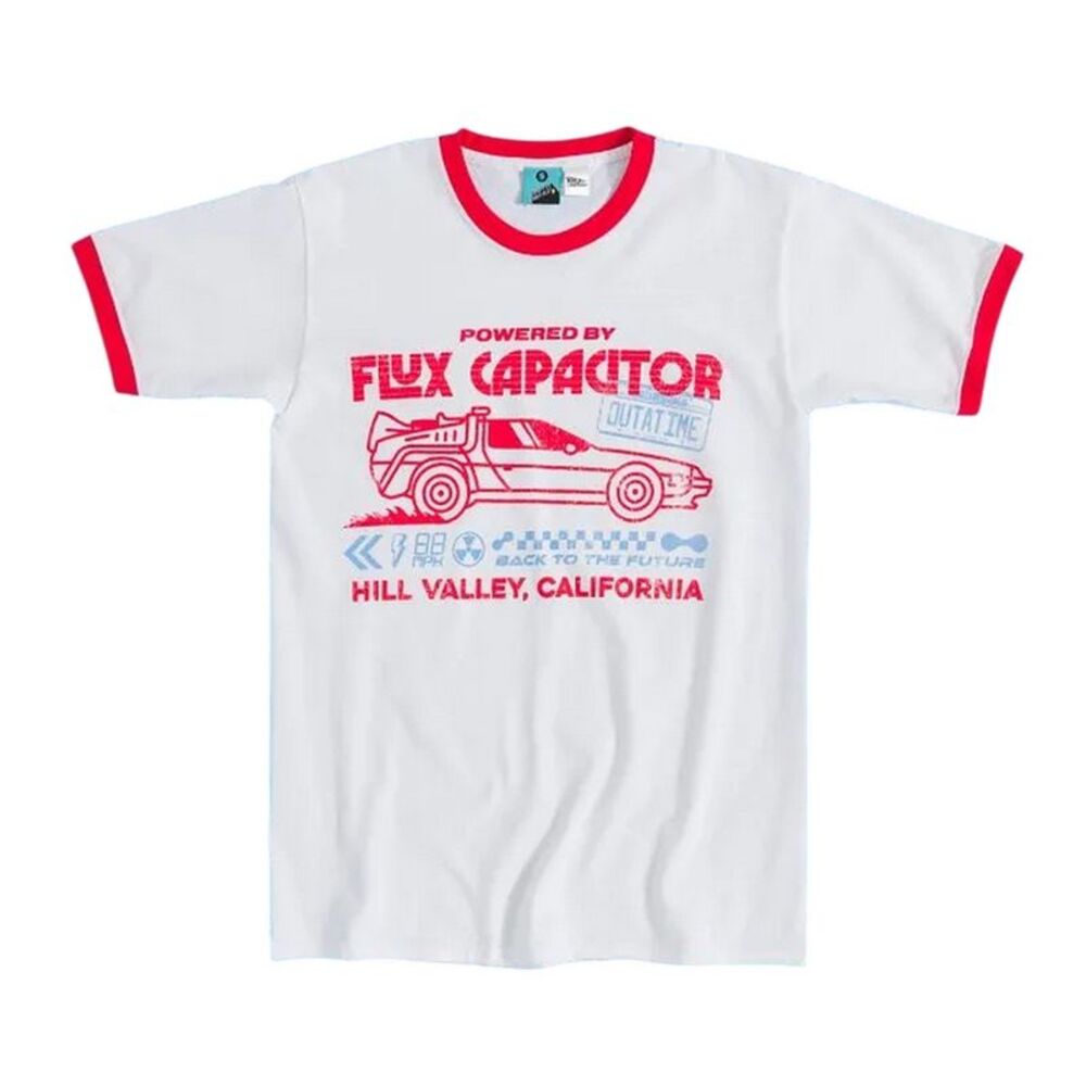 Back To The Future Unisex Adult Flux Capacitor Ringer T-Shirt / White